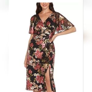 Adrianna Papell Floral Metallic Dress
